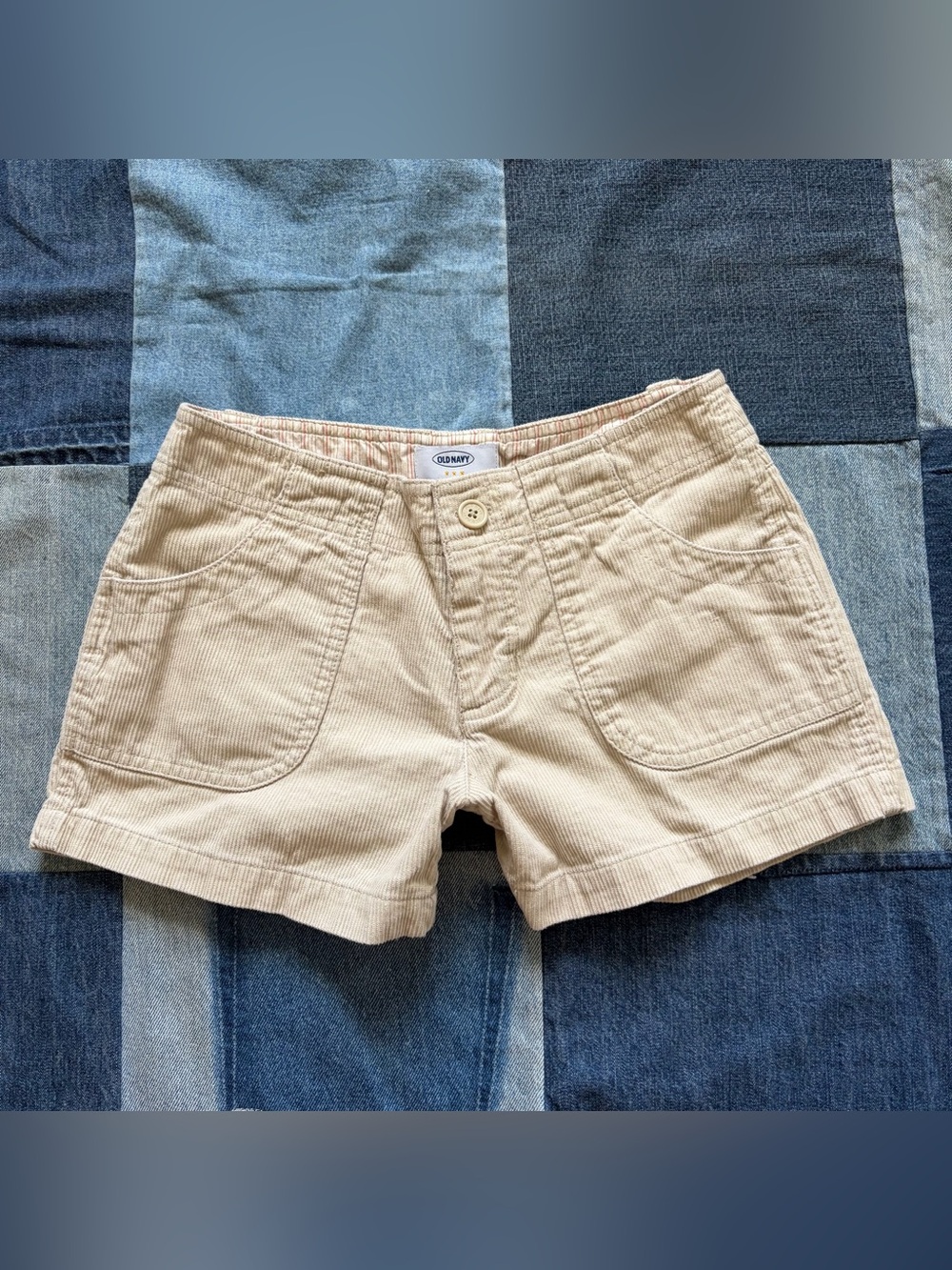 vintage y2k low rise corduroy mini shorts old navy size 1 cream